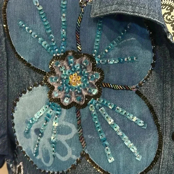 🌸Vintage Anage Women's Beaded/sequin Long Sleeve snap Front Jacket … - Picture 2 of 13